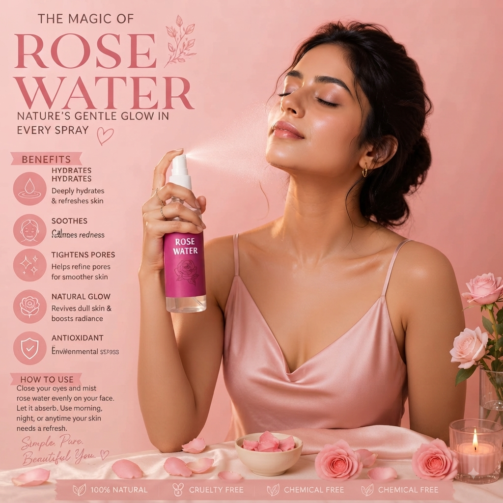 100% Pure Natural Rose Water Face Mist & Toner (Gulab Jal) - Image 2